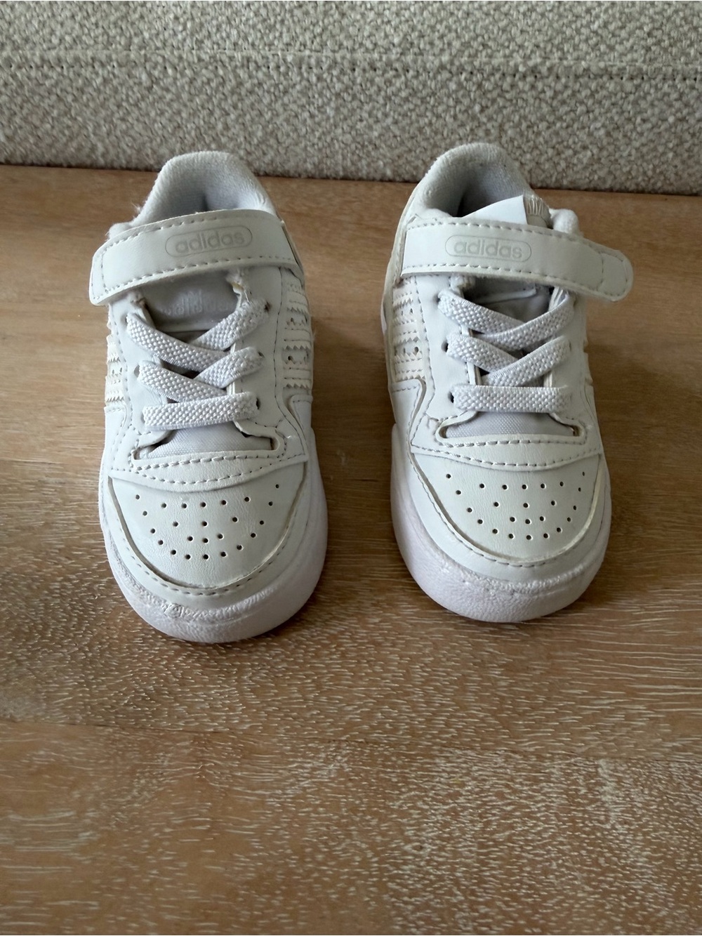 adidas Kids Cream/White Hook-and-Loop Sneakers